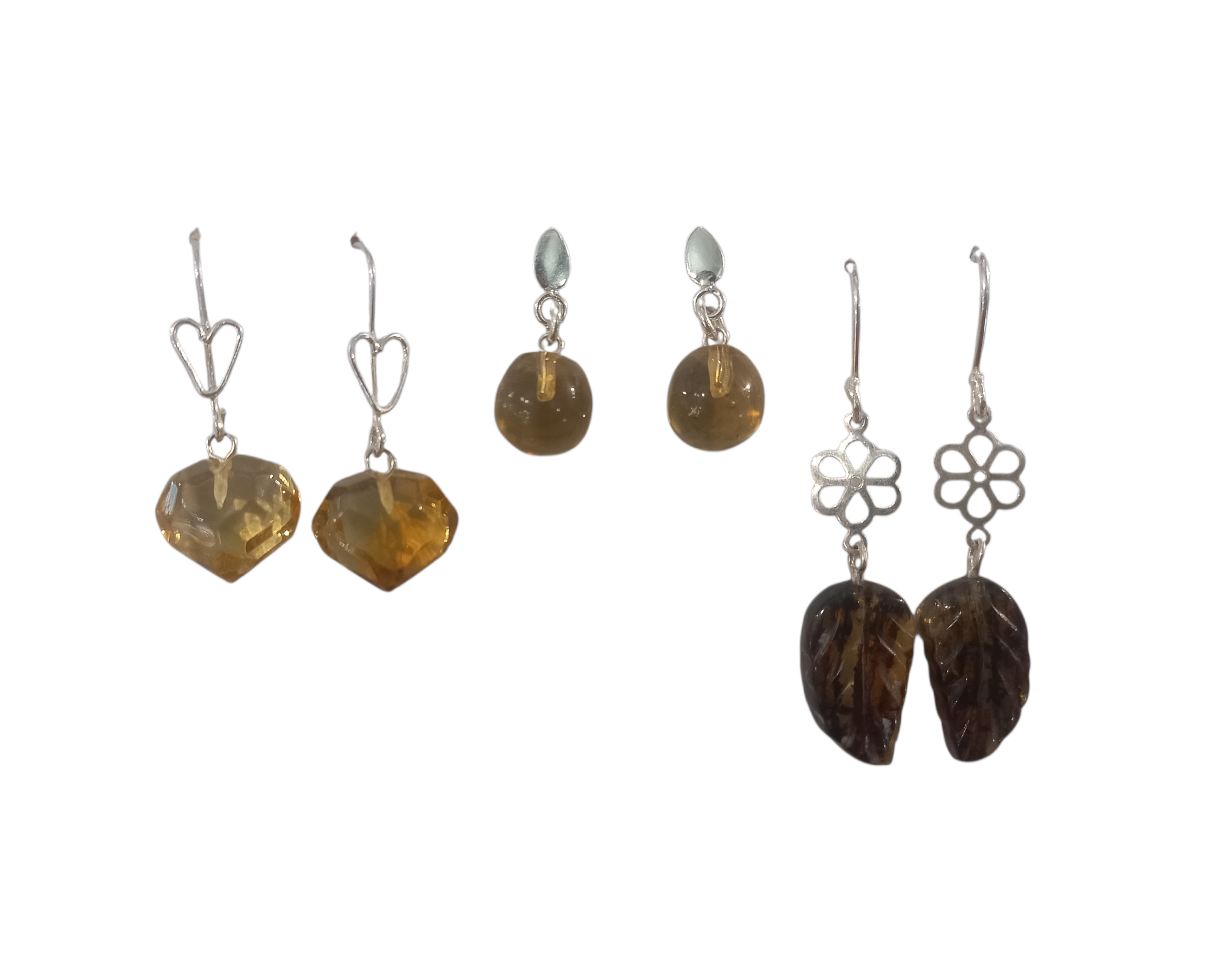 ARETES ÁMBAR CON PLATA