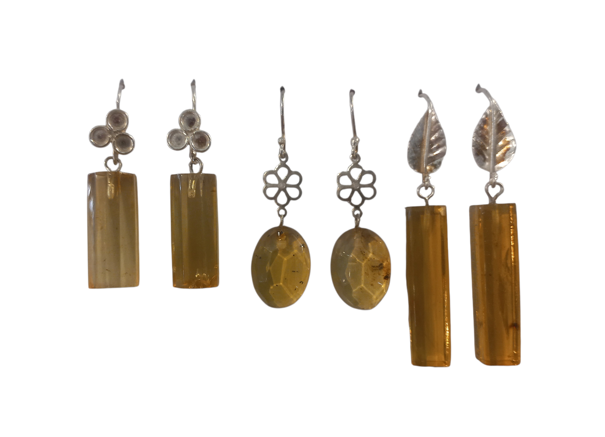 ARETES ÁMBAR CON PLATA