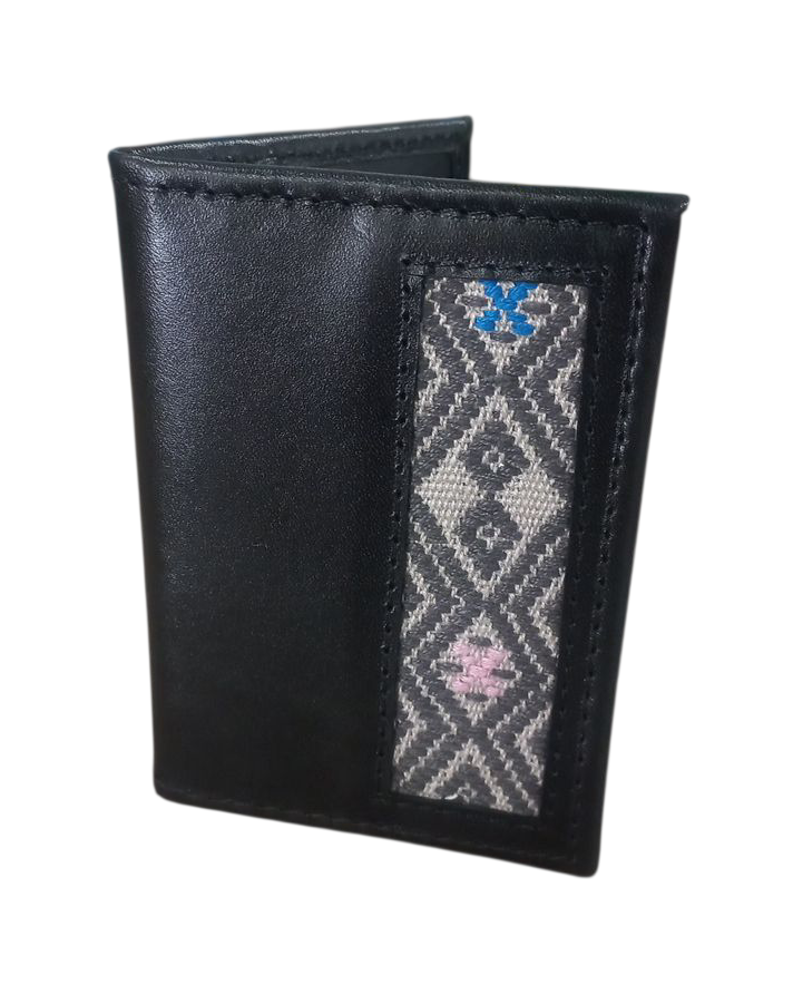 TARJETERO DE PIEL CON TEXTIL